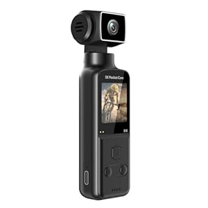 Fangxuee 5K Pocket Digital Camera 5K Body Camera with External Microphone 270° Rotate Wifi Video Recorder Camera for Outdoor Sport Bike Travel