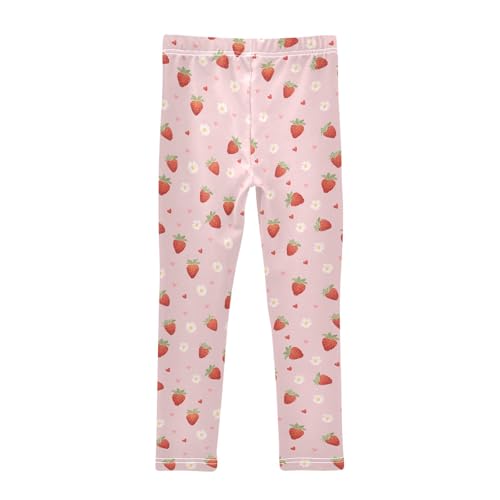 Girls' Athletic Leggings Ankle Length Yoga Dance Pants Kids Teen 4T Strawberry Daisy2