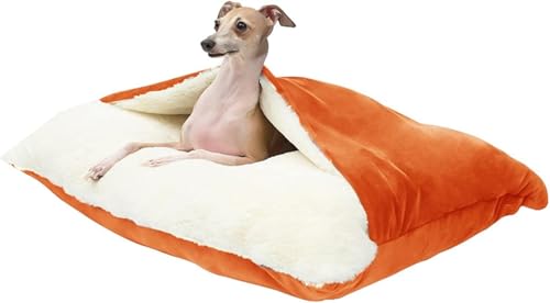 【Jexiro】柔らかいプラシ天 フード付き 正方形 犬の洞窟 猫の巣 冬用寝袋 取り外し可能カバー 機洗対応 小型中型犬用M31