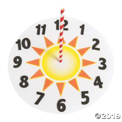 Fun Express Sun Dial Craft Kit - STEM Educational Activity for Kids Hands-On Learning for Classroom or Home Teaches Time Concepts Easy to Assemble Great for Group Projects - 12 Pieces