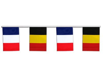 Guirlande d'amitié France - Belgique de 6 m de long avec drapeaux