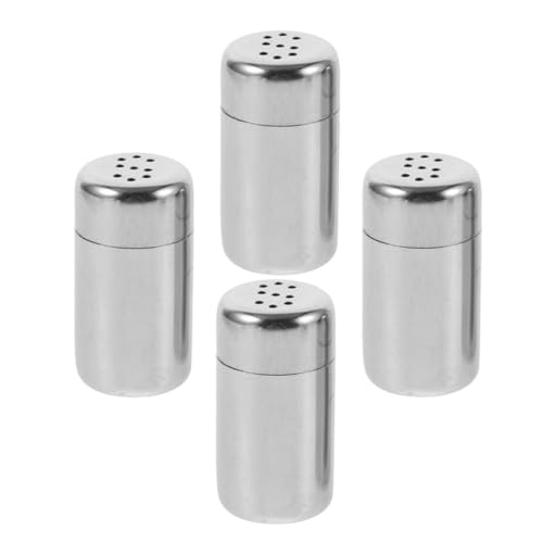 MAGICLULU 4 Piezas Pimentero Coctelera De Metal De Cocina Botella De Condimento Botella De Coctelera De Pimienta Latas De Coctelera Salero Para Cocina Salero De Viaje Silver Acero Inoxidable