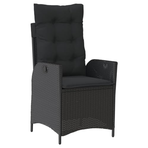 Ensemble de meubles de jardin 3 pièces en polyrotin noir design compact