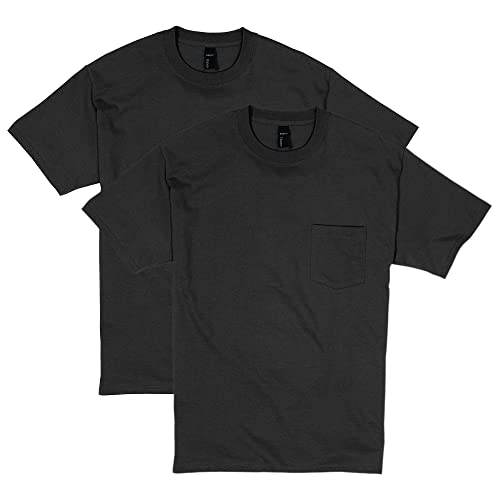 Hanes Mens Beefy-t Pocket, Heavyweight Cotton Pocket Tee for Men, Full-Cut T-Shirt, 1 Or 2 Pack