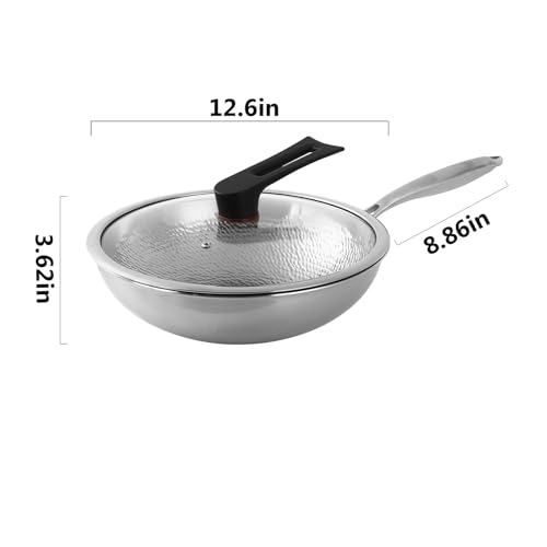 Wok de titanio resistente con superficie martillada 12.6 pulgadas miniatura 7