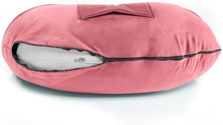 Wakefit Feeding Pillow for New Born Baby | 3 Months Warranty | 5 in 1 Nursing Pillow with Belt and Hoop for Breastfeeding with Velvet Removable Cover | Pink