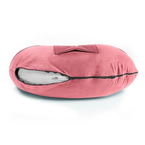 Wakefit Feeding Pillow for New Born Baby | 3 Months Warranty | 5 in 1 Nursing Pillow with Belt and Hoop for Breastfeeding with Velvet Removable Cover | Pink