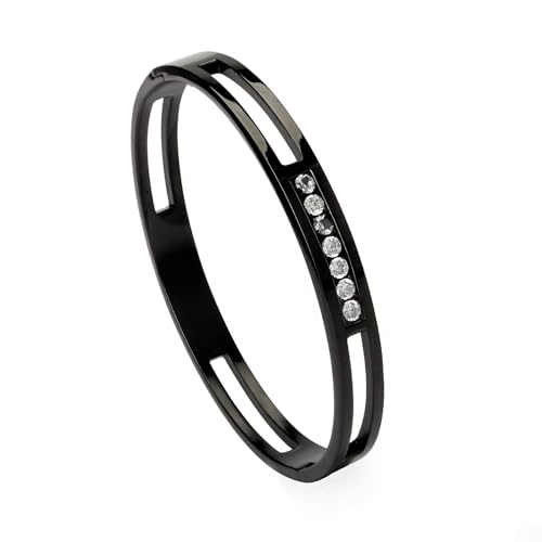 MILAKOO Bracelets 8 mm Bracelets réglables en acier inoxydable (noir) pour femme