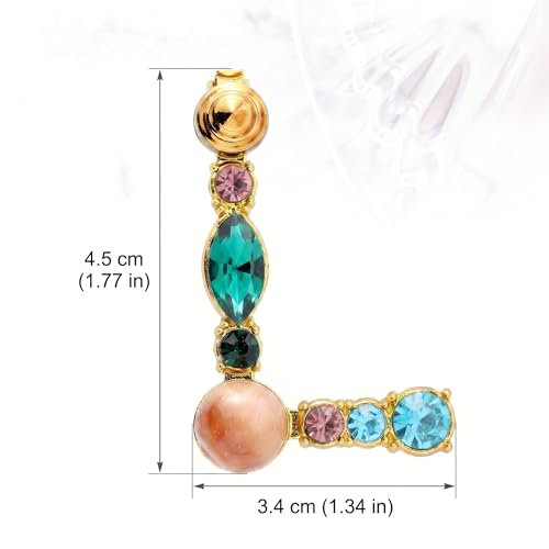 Image of Initial Brooch Pins A-Z 26 Letters Brooches For Women Colorful Enamel Alphabet Pin Pearl Crystal Lapel Pin