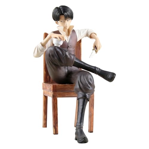 LUNK Levi Figure Eren Jaeger/Levi Figures Statue Sitting Anime Action Figure Eren Jaeger Model Cartoon Figura Anime Figurine Collection Desktop Decoration Gifts