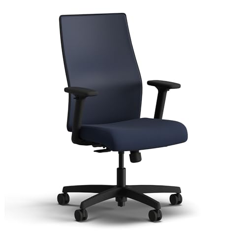 Image of HON Ignition 2.0 Mid Back Task Chair, Spectrum Mesh, Standard Synchro-Tilt Control, Office Chair with Lumbar Support, Height and Width Adjustable Arms, Black Frame, Blueberry