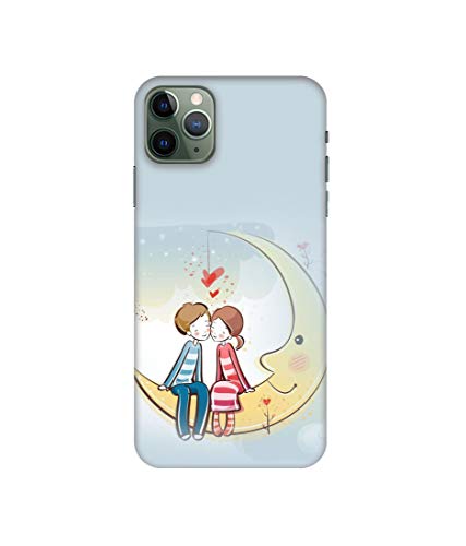 Image of Amazon Brand - Solimo Designer Couple Sitting On Moon 3D Printed Hard Back Case Mobile Cover for Apple iPhone 11 Pro Max