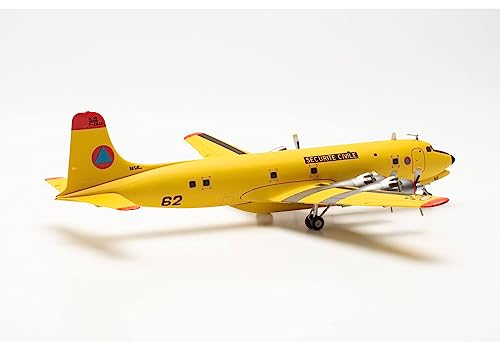 herpa airplane model Sécurité Civile Douglas DC-6, F-ZBAD Pélican 62" on a scale of 1:200, metal miniature with pedastal - Image 3
