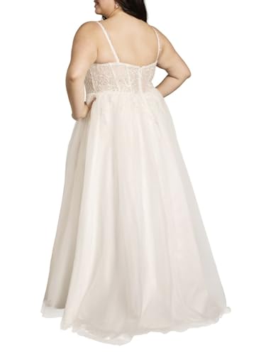 David's Bridal Illusion Corset Bodice Tulle Ball Gown3
