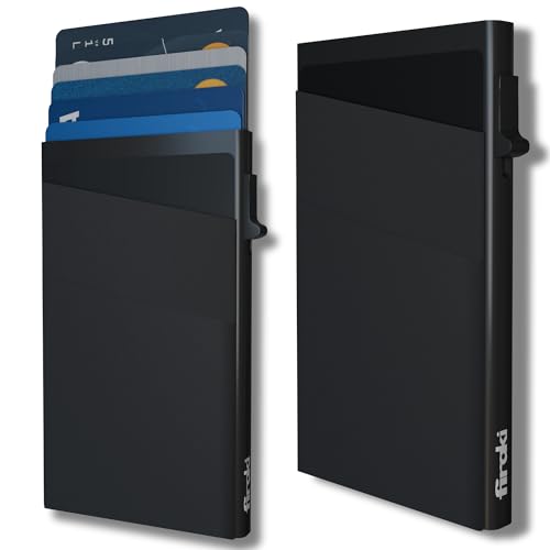 Slim, Minimalist RFID Blocking Card Holder Aluminum-Made with Pop Up Design, RFID Card Holder for Men with 2 Front Pockets, ID Card and Money Pocket, Durable, Stylish, and Sturdy Design (Black)2