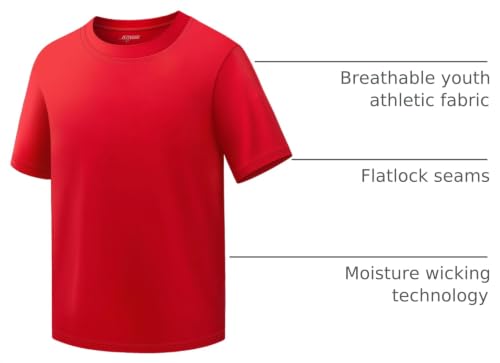 Image of Boys Shirts Athletic Dry Fit Neon T Shirts Short Sleeve Kids Youth Moisture Wicking Quick Dry Sports Training Performance Tee