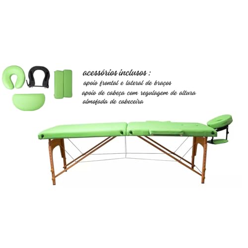 Maca Dobrável Madeira 250kg Estética Massagem Portátil Cor Verde - Gold - Modelo Standart 1,80x60cm