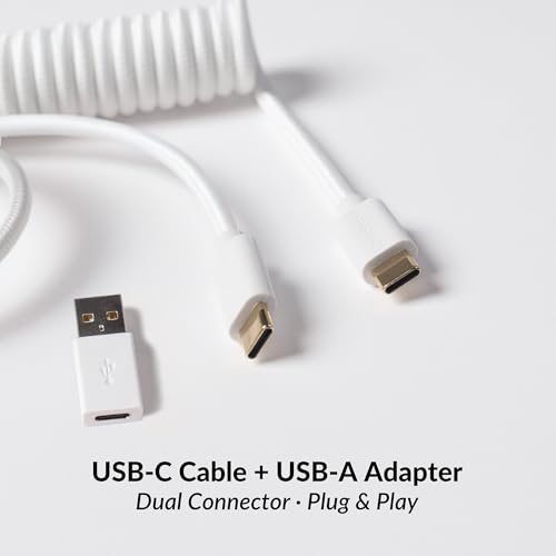 Image of Keychron Custom Coiled Aviator USB Cable - White