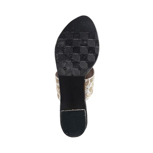 Image of Metro Women Ethnicwear Beaded Block Heel Sandal