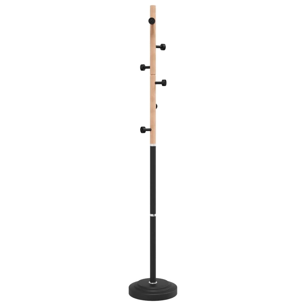 vidaXL Coat Stand, Coat Rack for Hallway Living Room, Clothes Stand with Hooks, Coat Hanger, Modern Style, Black Powder-coated Iron
