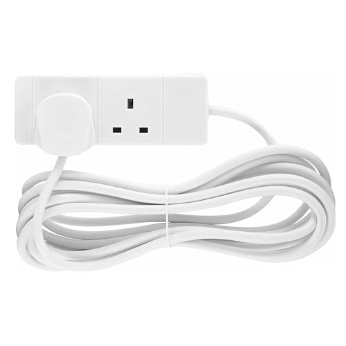 STATUS 2 Socket Extension Lead 2m Cable 13A Power Strip for Home Office or School White (2WS2MCP20)