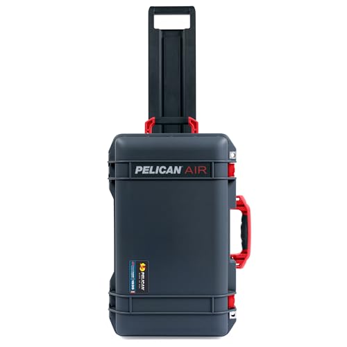 Charcoal Pelican Air 1535 Carry-on Case - Comes empty - Red Handles & Latches.