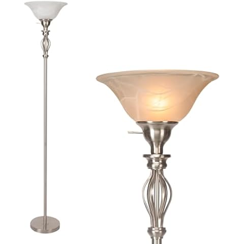 lianheng Torchiere Floor Lamps for Living Room, Standing Lamp with White Alabaster Glass Shade-Corner Floor Lamp-Pole Lamp - Elegant Floor Lamp for Bedrooms Cover