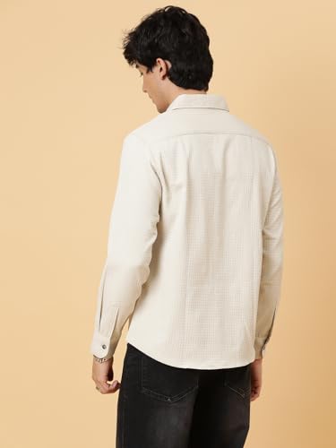 Image of KOTTY Men's Textured Casual Shirt - Long Sleeve||Button-Down Collar||Classic Fit