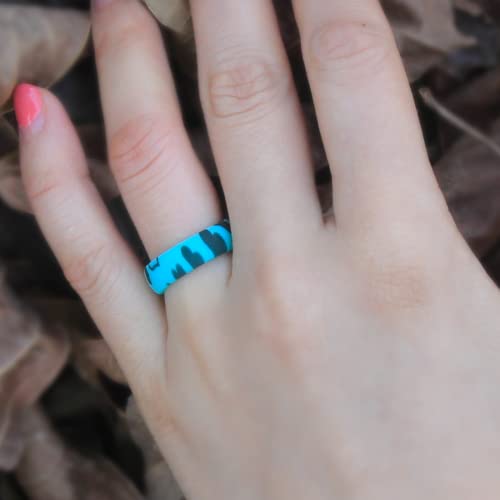 3Pack Silicone Ring Women Rubber Wedding Bands Leopard Printed Stackable Silicone Rings Durable Comfortable Breathable Safe3