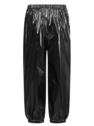 Kids Boys Girls Metallic Pants Holographic Loose Hip Hop Jazz Dance Trousers Athletic Sweatpants2