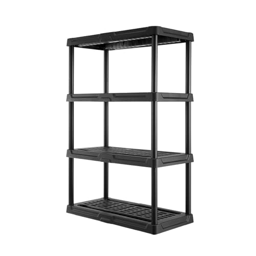 CENTREX CX 4-Tier Heavy Duty Plastic Storage Shelves that Support up to 150lbs/shelf Organization and Storage Weather-Resistant Design Easy Assembly Black (53H x 36W x 18D)