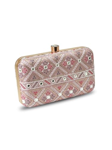 Image of THE TAN CLAN Ariba Box Clutch Purses Luxury Handbags Bag for Women - Elegant Evening Handbag, Stylish Purse with Magnetic Closure