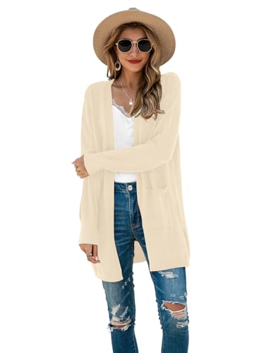 Image of TASAMO Cardigan Sweaters for Women Long Sleeve Open Front Casual Knit Fall Coat Oversized Soft Outwear with Pockets