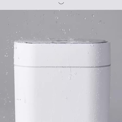 Compost bin Kitchen/Garbage Intelligent Sensor Trash Can Household Bathroom Toilet with Lid Electric Narrow Slit Model Sanitary Bin Step Trash can(Milky White)