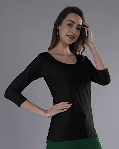Image of A5017 Women's Scoop Neck 3 /4 Sleeve T-Shirt for Women