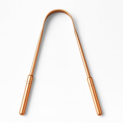 Image of Copper Tongue Cleaner - 100% Pure Copper Tongue Scraper | Ayurvedic Oral Hygiene Tool for Fresh Breath, Detox & Bacteria Removal | Rust-Free, BPA-Free, Reusable