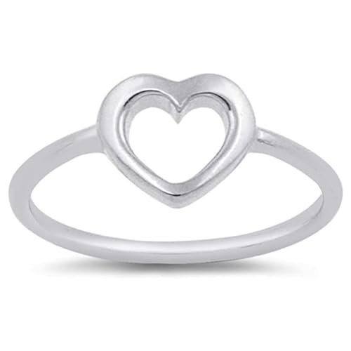 CCBFY Stainless Steel Simple Minimalist Heart Finger Rings for Women Wedding Engagement Statement Jewelry