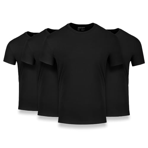 Fresh Clean Threads Mens T-Shirts 4-Pack Short Sleeve Crew Neck Premium Tees - Fitted Style Soft Cotton-Poly Fabric Tag-Free Comfort