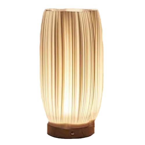 Lámpara de mesa de jarrón, lámpara de mesa portátil inalámbrica con base de madera para dormitorio, mesita de noche, bonita lámpara de noche, luz,