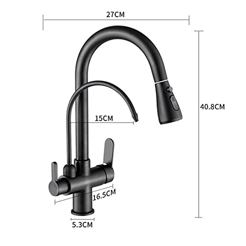 Robinet d'eau potable et de cuisine noir résistant au calcaire avec douchette - 3