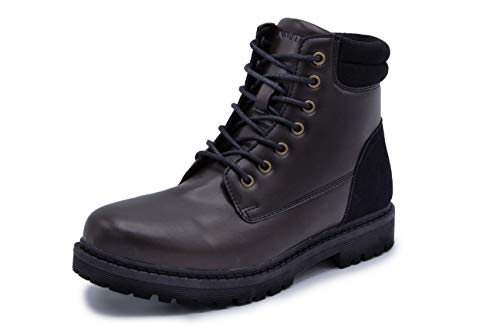 Nautica Men's Averett Lace Up Work Hiking Boots - Derby Combat Shoe-Averett-Black -9.5