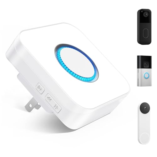 3 in 1 Wireless Doorbell Chime, Compatible with Ring & Blink & Google Nest Video Doorbell, Plug & Play, 2.4G WiFi, 5 Volumes, 32 Chimes, LED Indicators, Works with Alexa for Store/Home/Office, 1 PACK