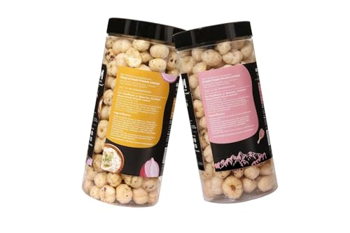 Image of H O M House Of Makhana 130g Cream and Onion And Himalayan Salt and Pepper Gourmet Makhana Jar Roasted in Olive Oil, Flavored Makhana Pack of 2 (65gX2)