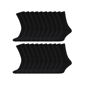 Basic Treasure 20 paar sokken, zacht katoen, zwart, heren en dames, uniseks, werk, vrije tijd, sport