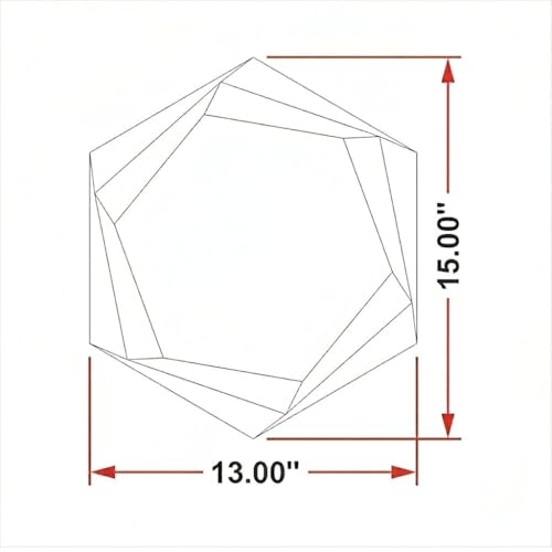Image of Alfa Design 3D Hexagonal Wall Mounted Bevelled Wall Mirror | 15x13 Inch Glass Wood Backing | Mirror for Farmhouse (Pack of 1)