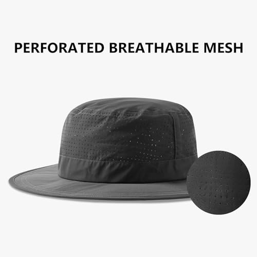 Image of UPF 50+ Bucket Sun Hat with Laser Perforated Mesh Cooling Adjustable Breathable Lightweight for Outdoor Men Women
