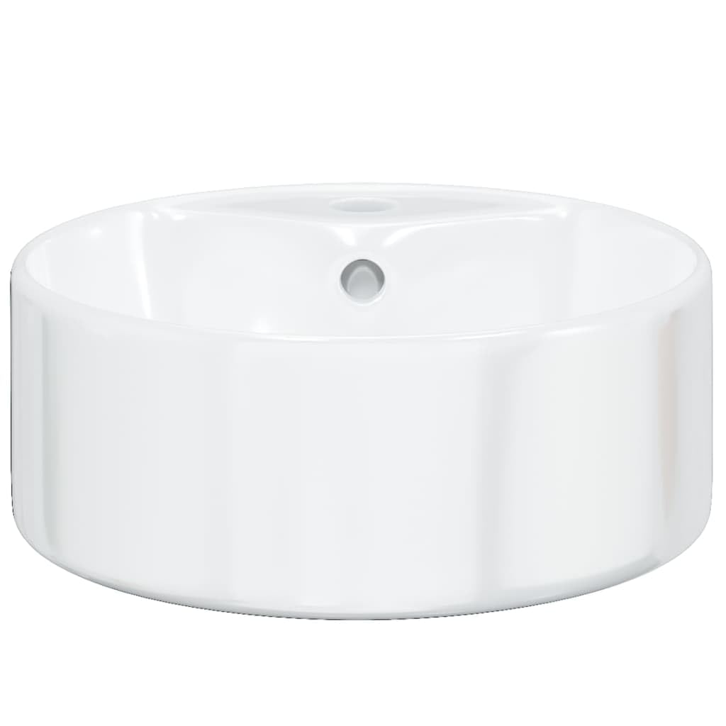 ShGaxin Lavabo Redondo de cerámica Blanco 40x14,5 cm, Fregadero, Lavabo Baño, Lavamanos Baño, Lavatorio Casa De Banho, Mueble Lavabo sobre Encimera