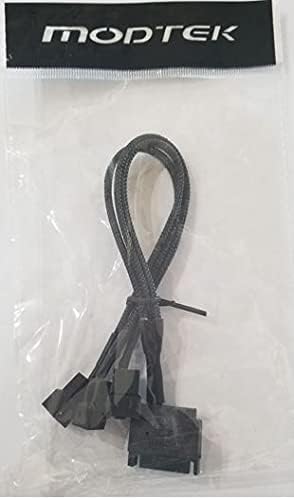 ModTek 4-Pin Molex to 4 x 3-Pin Fan Connector Cable (Power 4 Fans from 1 Molex Connection!) (SATA to 1 x 4-Pin PWM Sleeved Fan Power Adapter Cable)