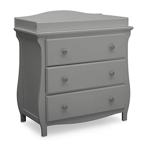 Delta Children Lancaster 3 Drawer Dresser with Changing Top, Greenguard Gold Certified, Grey