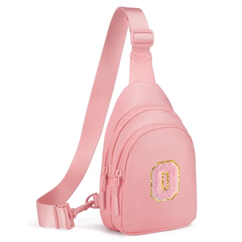 Small Initial Sling Bag for Girls & Women - Cute Crossbody Fanny Pack Gift Light Pink O